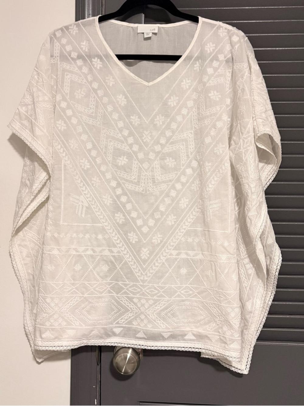 J. Jill Cream Lightweight Cotton Relaxed Blouse